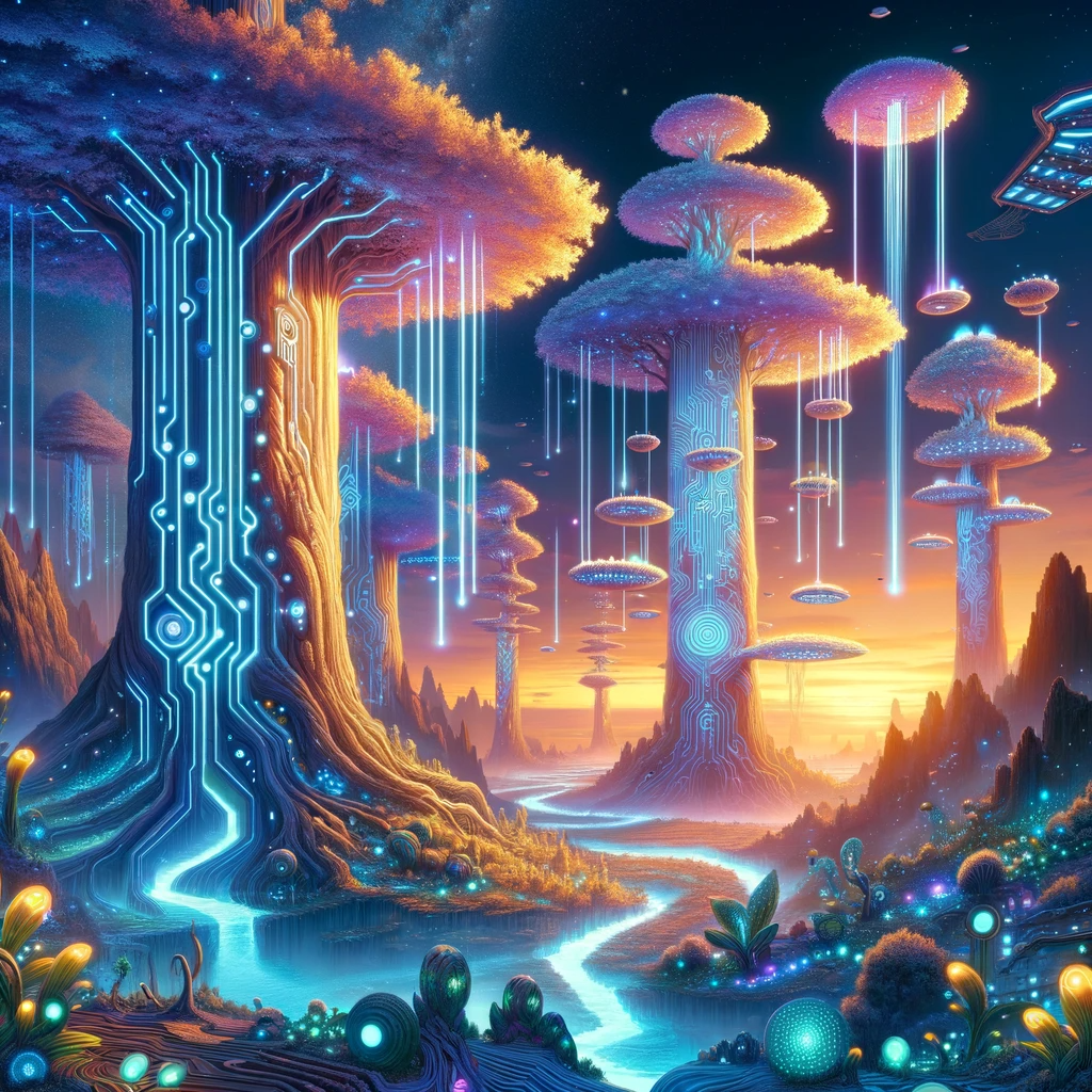 Exploring the World of SEEMEN, showcasing surreal landscapes that blend organic and mechanical elements.